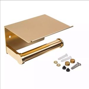 Gold toilet paper holder phone shelf